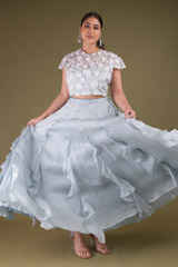3D Flower Applique Top And Ruffle skirt4653 video